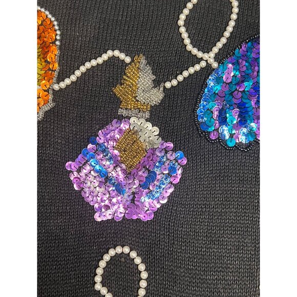 Jacque & KoKo Black Sequin Ornament Sweater Womens Plus Size 26/28 Vintage - Picture 10 of 16